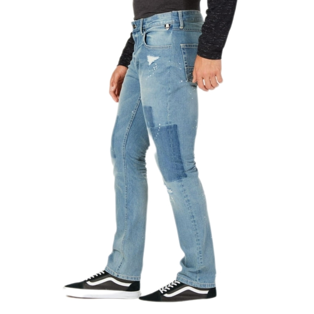 American Rag Mens Jean 32x30 Drift Wash Paint Splatter Slim Stretch Blue - Picture 2 of 5